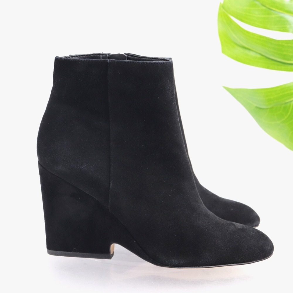 Sam Edelman Womens Wilson Boots Size 8 Black Suede Ankle Booties Wedge Heel Boho